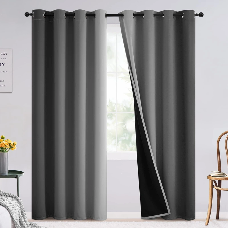 SimpleHome Blackout Curtains Ombre for Living Room,Room Darkening Grey Curtains Set of 2 Panels Thermal Insulated Bedroom Curtains，52 x 84 Inch