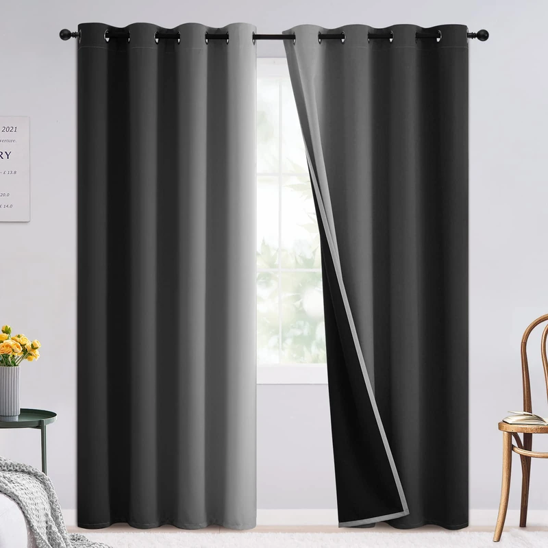 SimpleHome Blackout Curtains Ombre for Living Room,Room Darkening Black Curtains Set of 2 Panels Thermal Insulated Bedroom Curtains,52 x 84 Inch