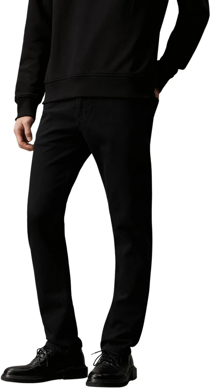 Calvin Klein Men’s Mid Rise Slim Jeans, Black (Denim Black), 33W/34L - Image 1