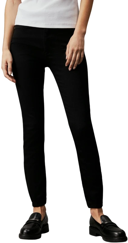 Calvin Klein Women’s High Waist Ankle Length Super Skinny Jeans, Black (Denim Black), 36W