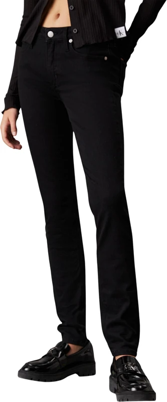 Calvin Klein Women’s Mid Rise Skinny Fit Jeans, Black (Denim Black), 34W/30L