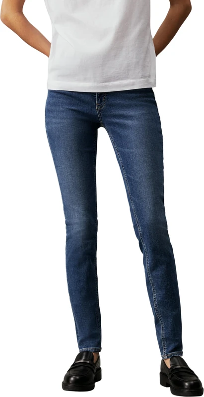 Calvin Klein Women’s Mid Rise Skinny Fit Jeans, Blue (Denim Dark), 28W/34L