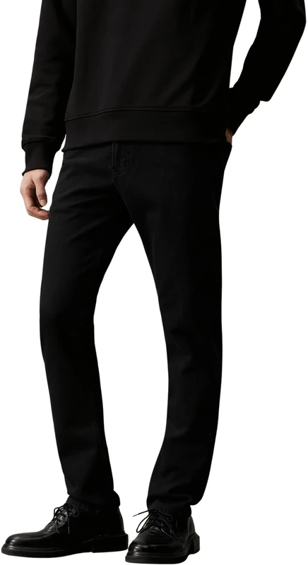 Calvin Klein Men’s Mid Rise Slim Jeans, Black (Denim Black), 40W/32L