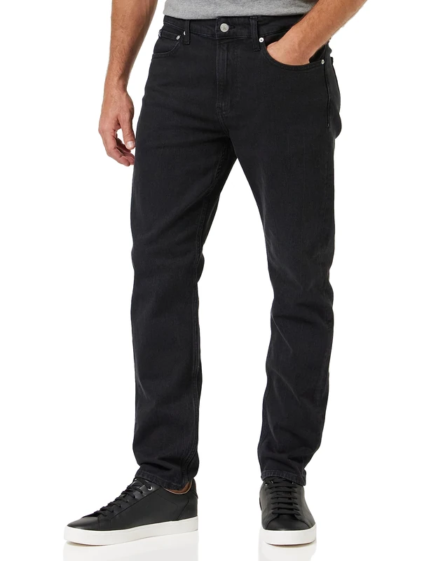 Calvin Klein Jeans Mens Slim Taper J30j323689 Pants, Denim (Denim Black), 33W / 32L UK