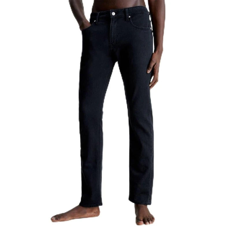 Calvin Klein Men’s Mid Rise Slim Jeans, Black (Denim Black), 29W/32L