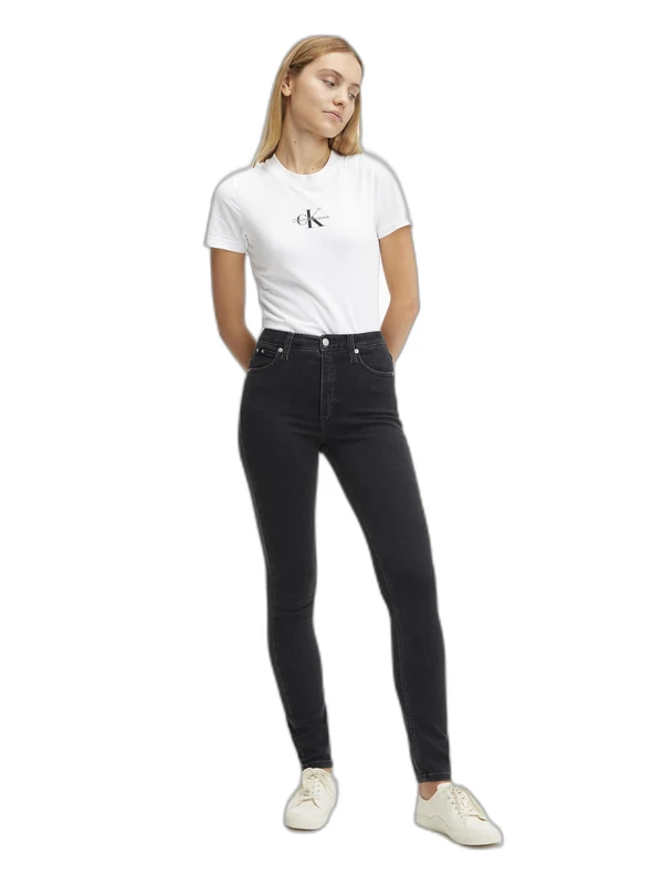 Calvin Klein Women’s High Waist Skinny Jeans, Black (Denim Black), 32W/30L