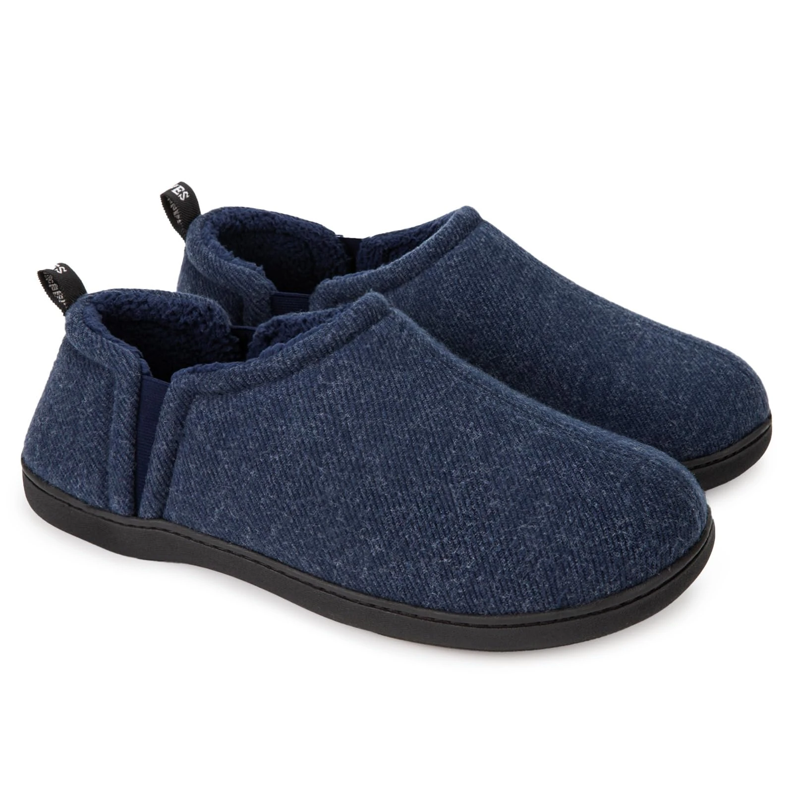Snug Leaves Men's Faux Wool Slippers Comfy Warm Winter House Shoes with Elastic Gores Oxford Blue, 10-11 UK