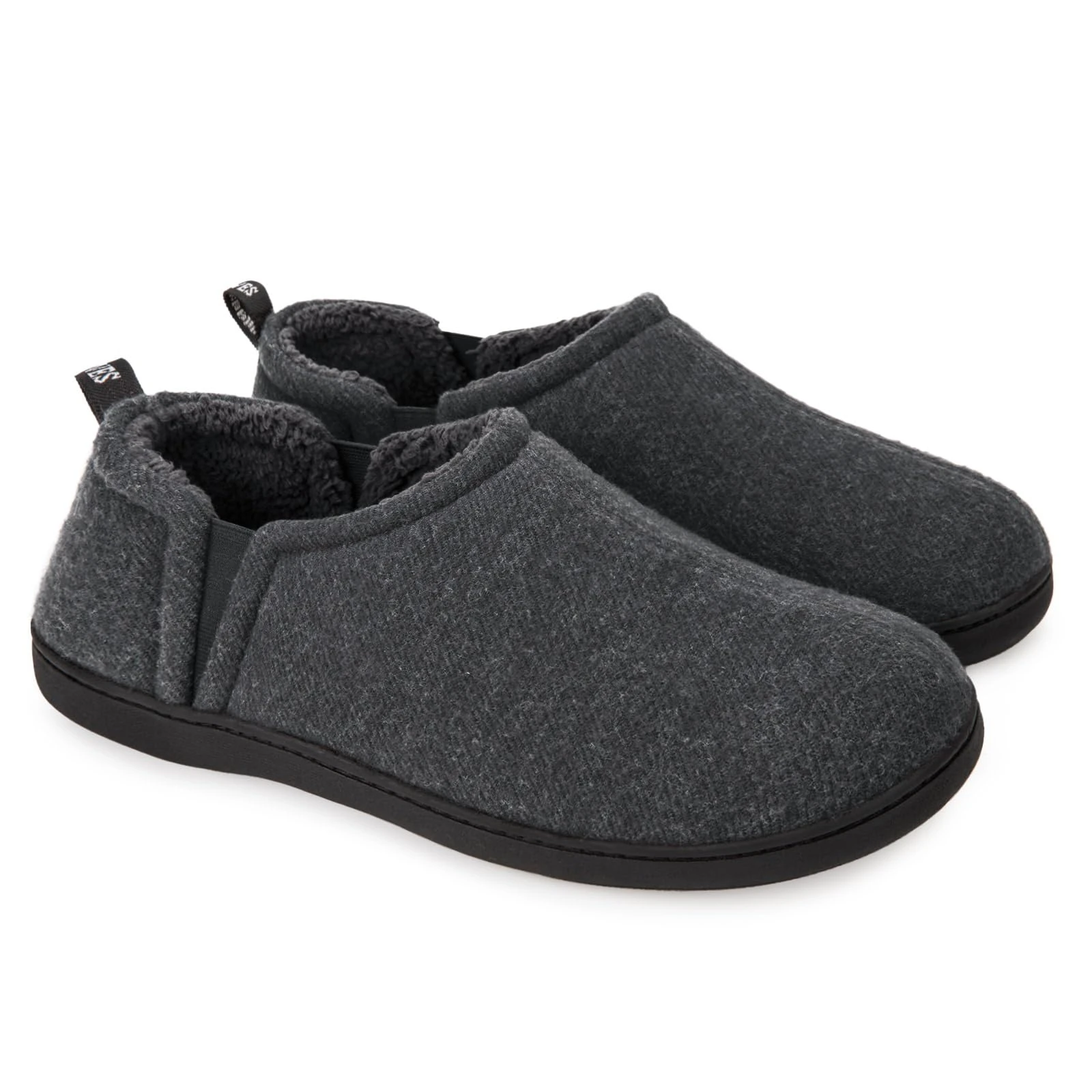 Snug Leaves Men's Faux Wool Slippers Comfy Warm Winter House Shoes with Elastic Gores French Grey, 10-11 UK