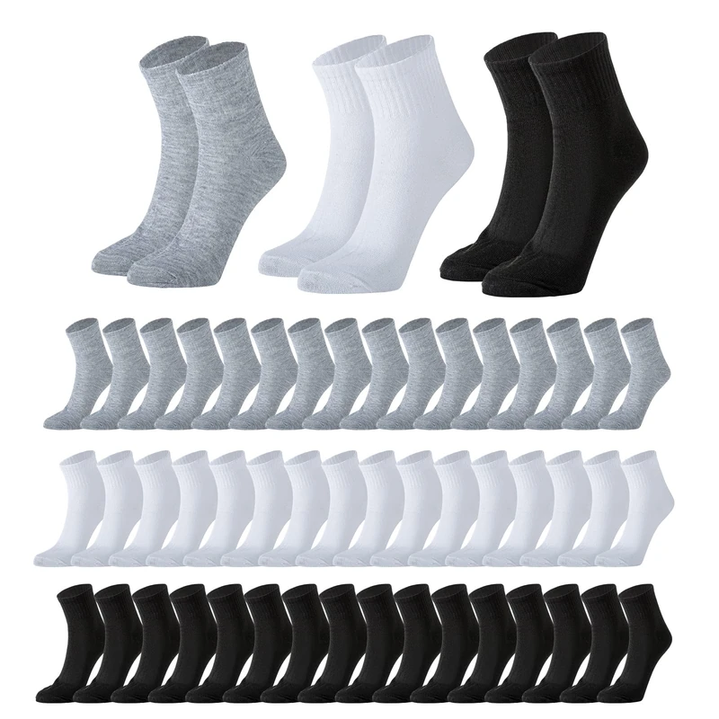 Sophproton 120 Pairs Mens Quarter Ankle Socks Athletic Moisture Socks Casual Sports Socks Bulk Pack for Homeless Unisex Men Women, Black Gray White, One Size