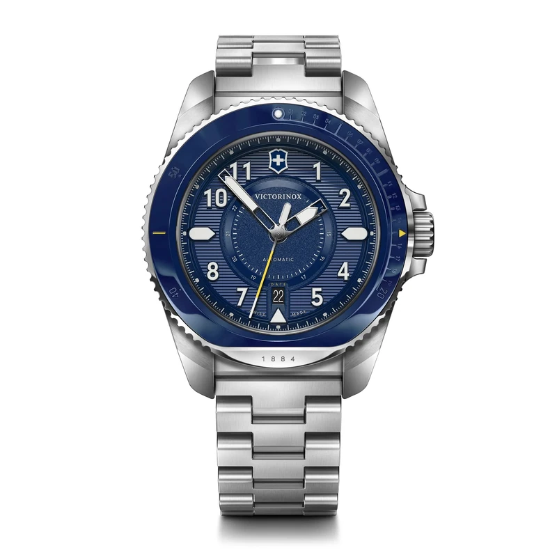 Victorinox Men’s Watch Journey 1884, Ø 43 mm, Swiss Made, Automatic, Water-Resistant up to 200 m, Sapphire Glass, Stainless Steel Strap, Blue/Silver - Image 1