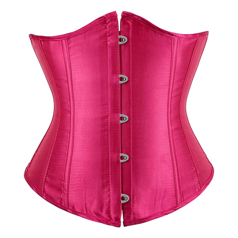 Kelvry Women's Satin Waist Cincher Lace up Boned Bustier Underbust Corset