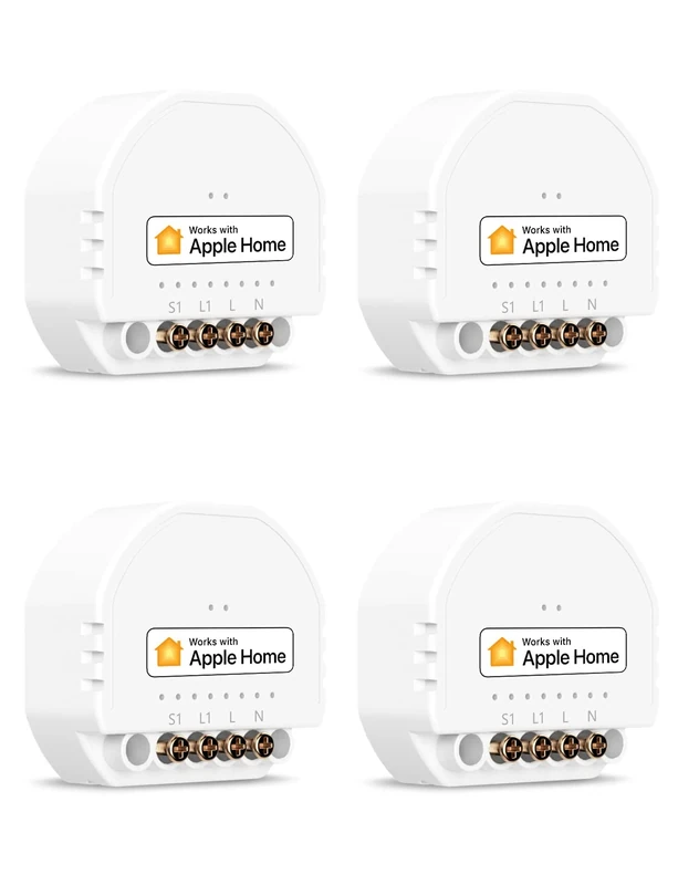 Mini Smart Home Refoss WiFi Relay Switch, Compatible with Apple HomeKit, Alexa & Google Home, Relay Module, 1 Gang DIY Light Switch, 2.4GHz, 250V 10A, Pack of 4