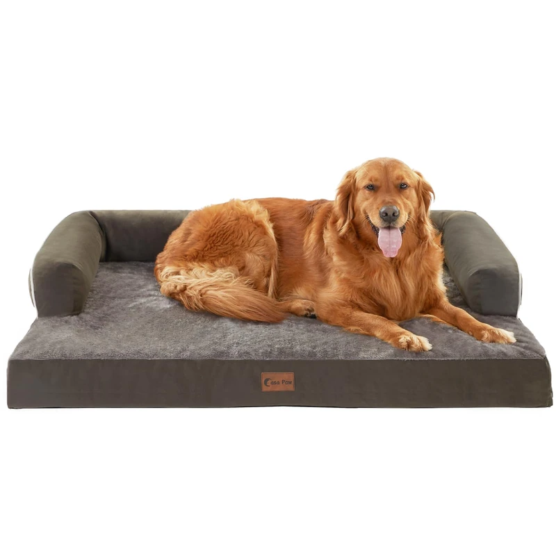 Casa Paw Orthopedic Dog Bed for Extra Large Dogs, Waterproof Dog Beds XL, Memory Foam Dog Couch Bed, Comfortable Bolster with Removable Non-Slip Bottom (XL, Dark Green)