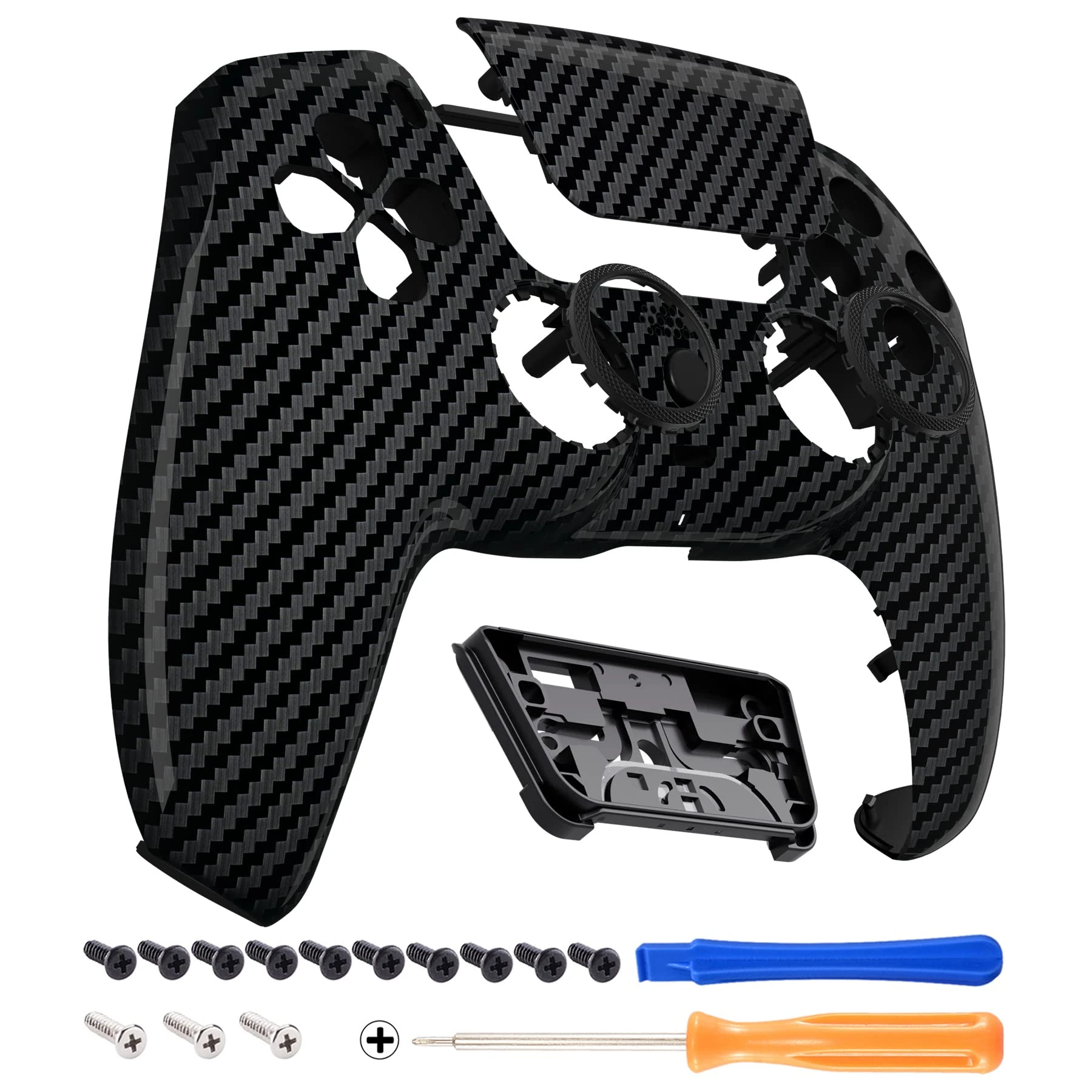 eXtremeRate LUNA Redesigned Graphite Carbon Fiber Front Shell Touchpad Compatible with ps5 Controller BDM-010 020 030 040 050, Replacement Custom Touch Pad Cover Compatible with ps5 Controller