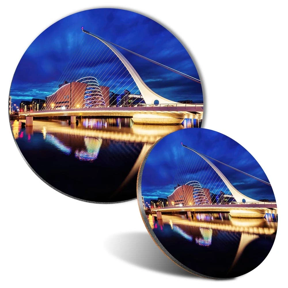 1x Round Mouse Mat & 1x Round 9cm Coaster Matching Set Samuel Beckett Bridge Ireland Dublin Mouse Pad, Gaming, Mousepad, Desk Accessory, Home Office #51967