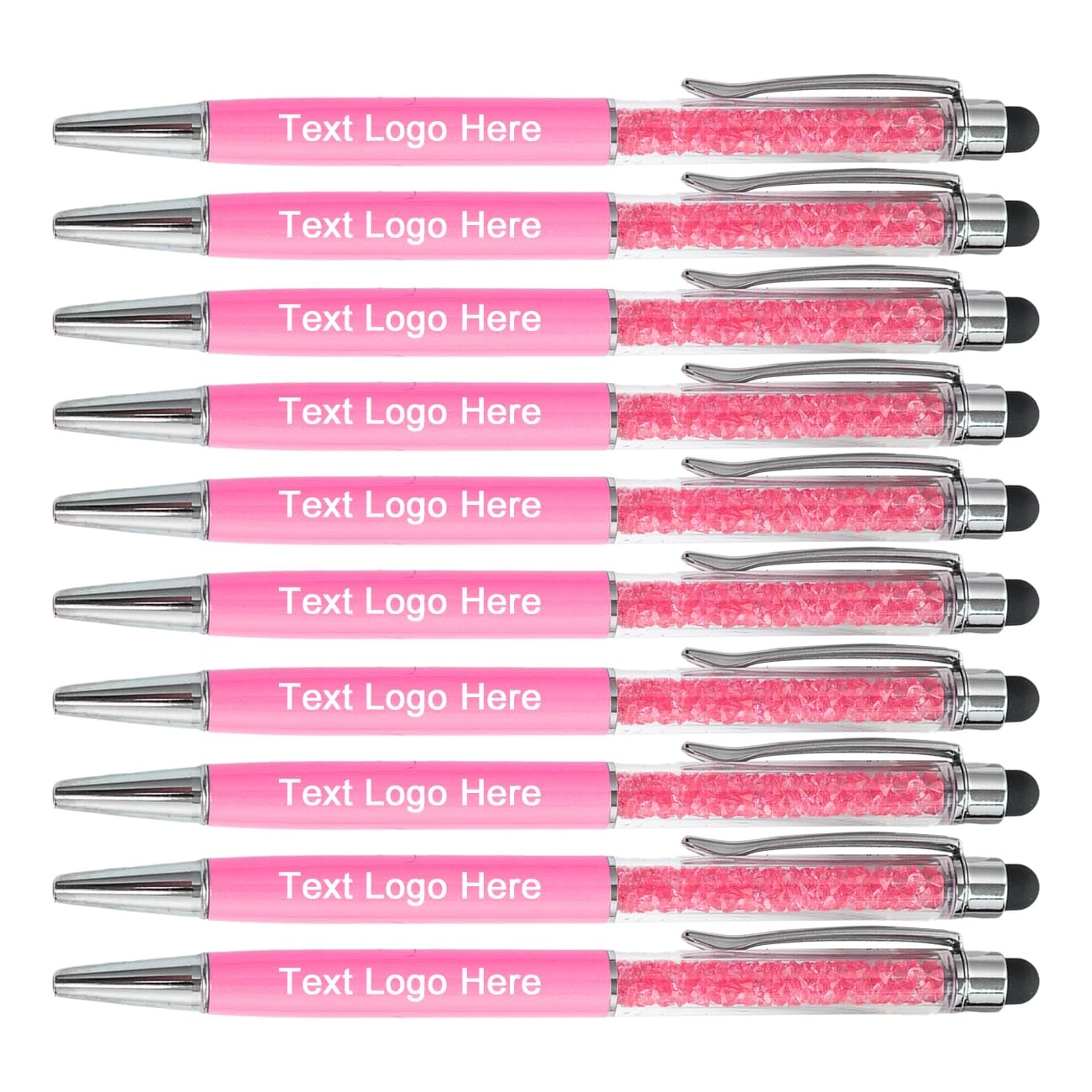 HEYZARDA Personalised Pens with Name Logo Text Custom Ballpoint Pens in Bulk with Stylus for Touchscreen for Business Office Church 100 Pcs, peach