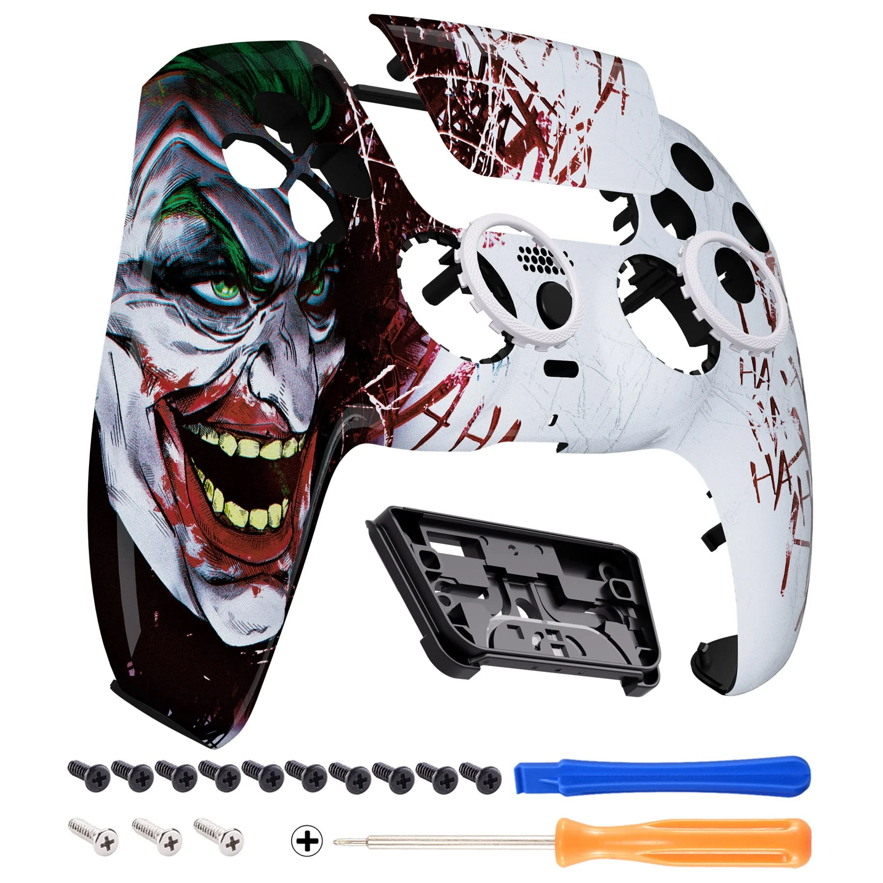 eXtremeRate LUNA Skin Redesigned Clown HAHAHA Front Shell Touchpad Compatible with ps5 Controller BDM-010 020 030 040 050, DIY Replacement Custom Touch Pad Cover Compatible with ps5 Controller