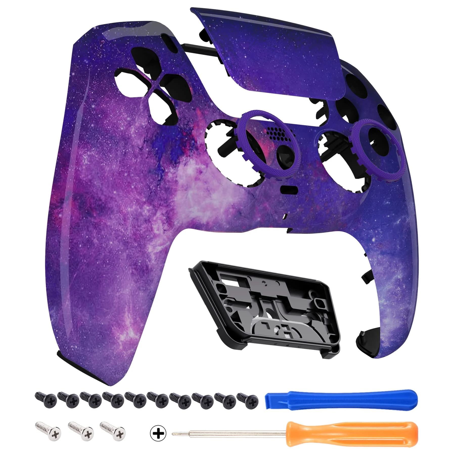 eXtremeRate LUNA Redesigned Nebula Galaxy Front Shell Touchpad Compatible with ps5 Controller BDM-010 020 030 040 050, DIY Replacement Custom Touch Pad Cover Compatible with ps5 Controller