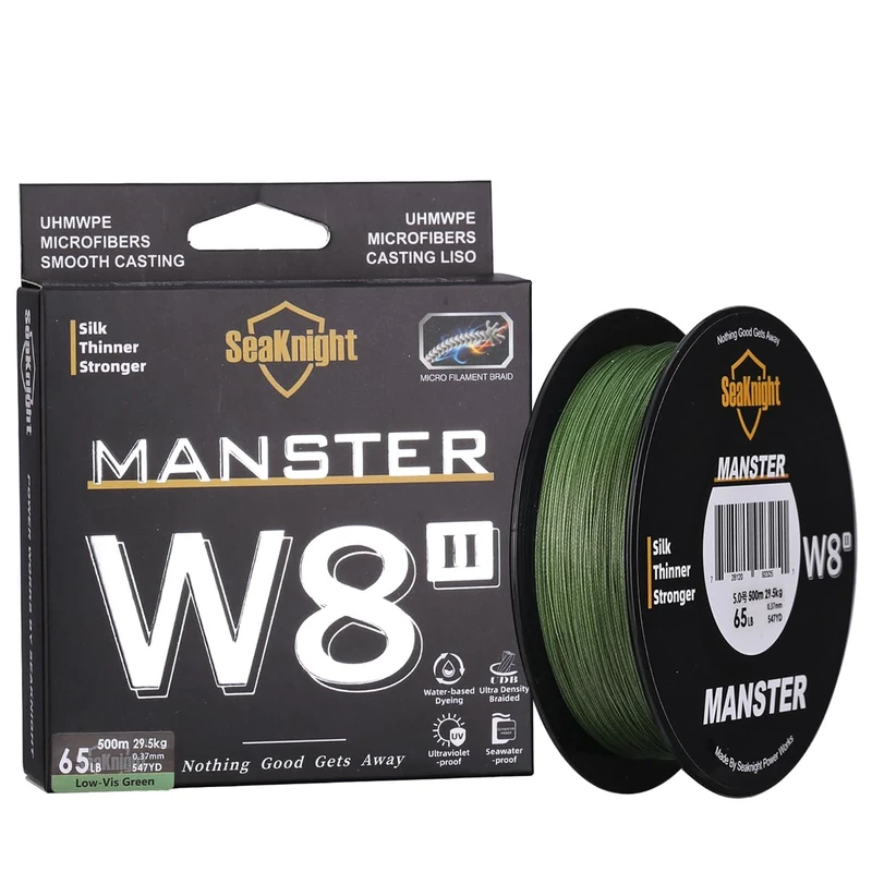 SeaKnight Manster W8 II 8 Strands PE Braided Line 328Yards/547Yards Super Smooth Multifilament Fishing Lines-Abrasion Resistant, Low Memory, Zero Stretch