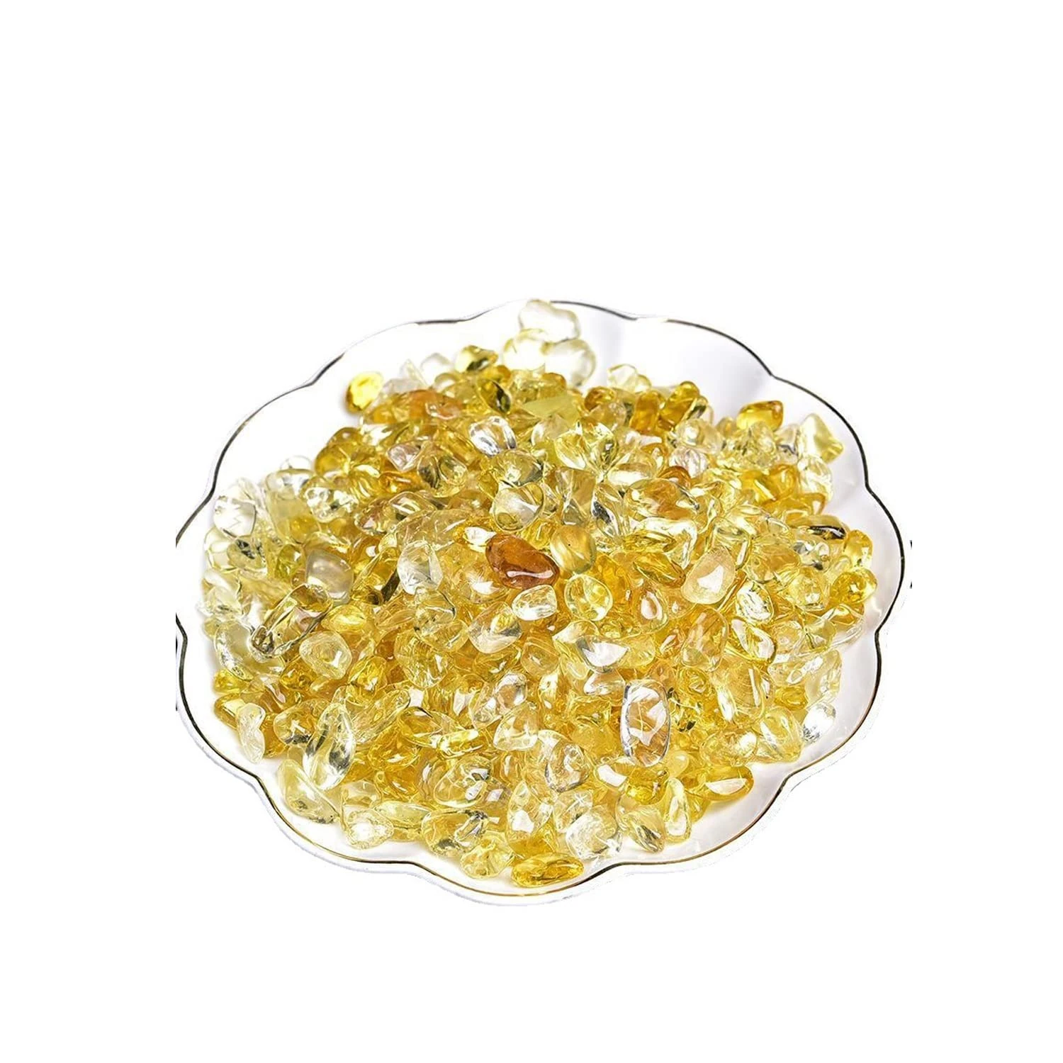 Natural Citrine Tumbled Chips Crushed Crystal Stone, 7-9mm Polished Healing Crystal Chips Healing Reiki Crystal Jewelry Making Home Decoration