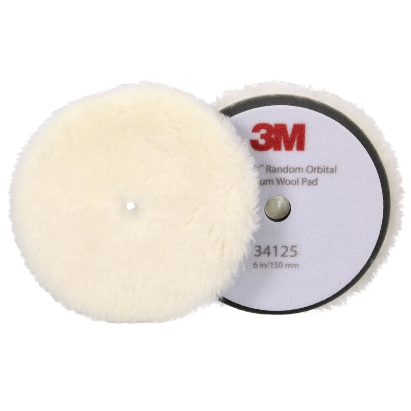 3M Perfect-It Random Orbital Wool Compounding Pad, Medium, White, 150 mm (6 in), 34125