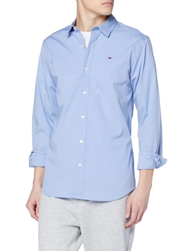 Tommy Jeans Men’s TJM Original Long Sleeve Shirt, Blue (Lavender Lustre), 3XL - Image 1