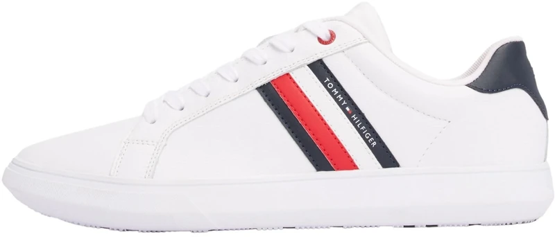 Tommy Hilfiger Men’s Essential Leather Low Top Cupsole Trainers, White (White), 6.5