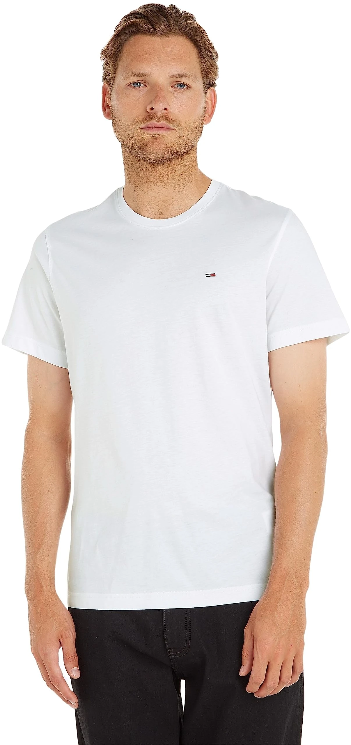 Tommy Jeans Men's Tjm Xslim Jersey Tee Dm0dm04411 S/S T-Shirt, Classic White, XXS