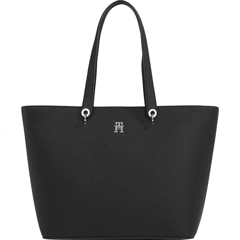 Tommy Hilfiger Women’s Large Emblem Tote Bag, Black (Black), One Size