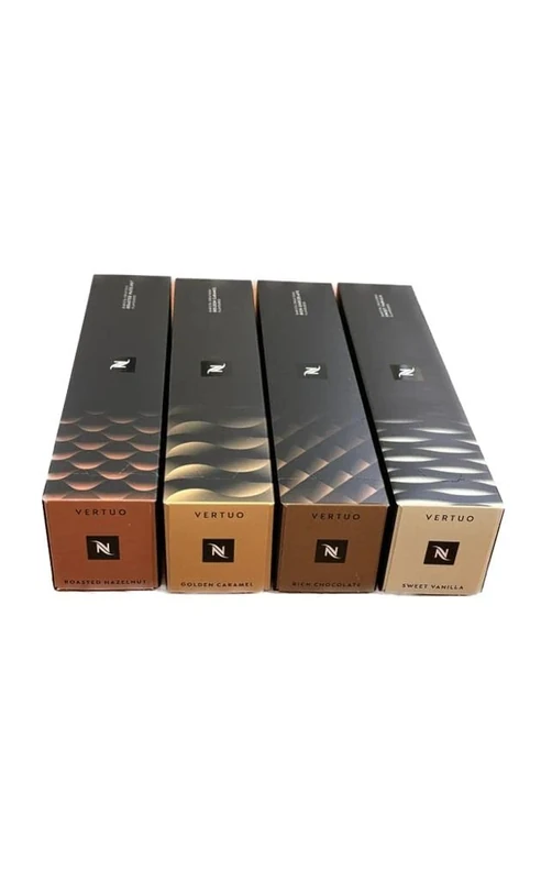 Nespresso Vertuo Barista Creations Golden Caramel, Sweet Vanilla, Rich Chocolate, Roasted Hazelnut, 40 Capsules