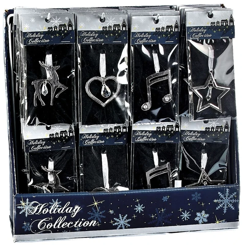 Display with 96 silver metal pendants 7 cm