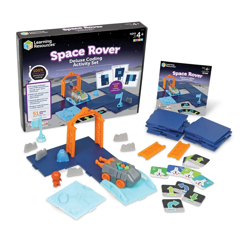Learning Resources Space Rover Deluxe Coding Activity Set for Kids, STEM Toys, Astronaut Gifts for 4-7 Year Old Boys & Girls