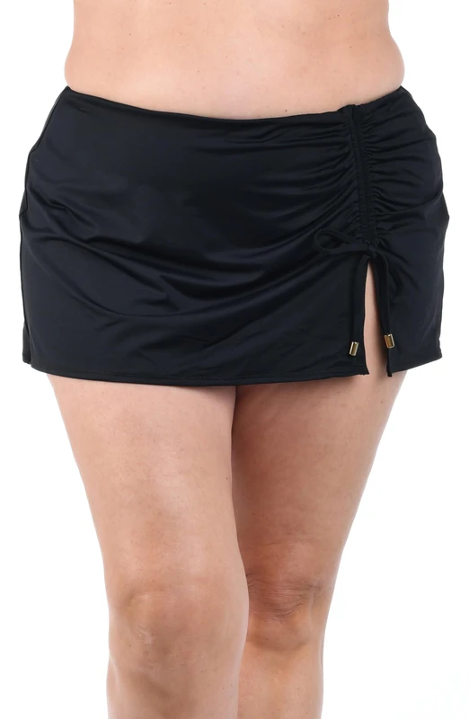 La Blanca Women's Island Goddess Asymmetrical Skirted Swimsuit Bottom Bikini, Black, 8