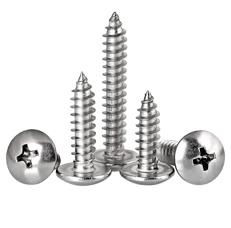 FandWay 100Pcs Self Tapping Screws 304 Stainless Steel,M5 Wood Screws Kit,Truss Head Self Drilling Screw,Round Head Sheet Metal Screw Phillips Drive for DIY WoodWork Repairs.