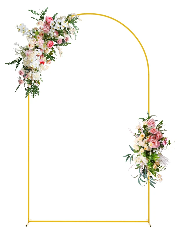Wokceer Wedding Arch Backdrop Stand 8 FT Gold Metal Chiara Backdrop Stand for Wedding Ceremony Birthday Party Bridal Shower Floral Balloon Arch Decoration