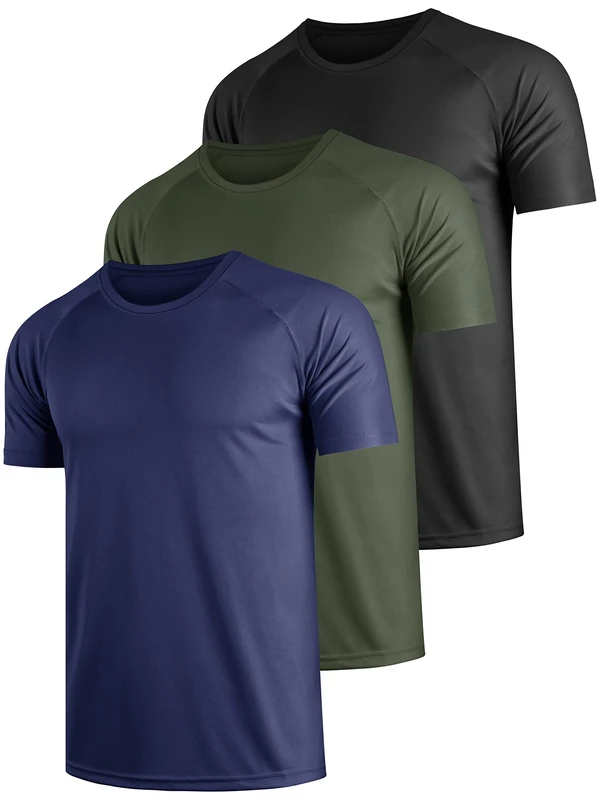 Teesmen 3 Pack Quick Dry T Shirt Running Shirts Men Sport Tops Gym Wicking Athletic T Shirts Breathable Workout Shirts（Multicolor set3-S）