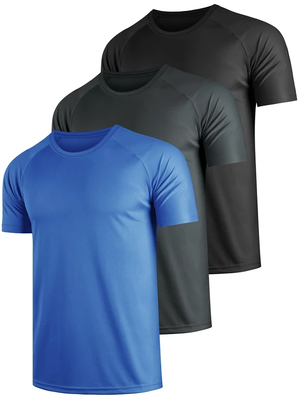 Teesmen 3 Pack Quick Dry T Shirt Running Shirts Men Sport Tops Gym Wicking Athletic T Shirts Breathable Workout Shirts（Multicolor set2-M）