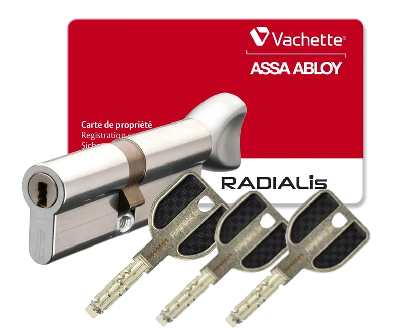VACHETTE 26676000 RADIALIS CYLINDRE NICKELE, 5X32,5 3 CLE(S) Button Cylinder, 32,5 x 32,5 Bouton