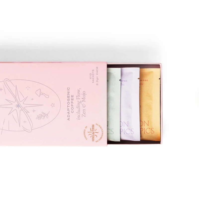 London Nootropics - Selection Box - Flow, Mojo, & Zen Adaptogenic Mushroom Coffee - 12 Sachets