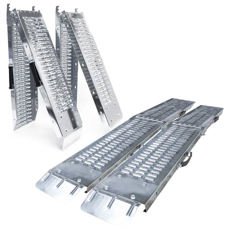 VOUNOT Folding Loading Ramps 180cm, Heavy Duty Pair 400kg Capacity, Non-Slip Surface, Portable Foldable Design for Motorcycle, Mobility Scooters, Lawn Mower, Quad, and ATV