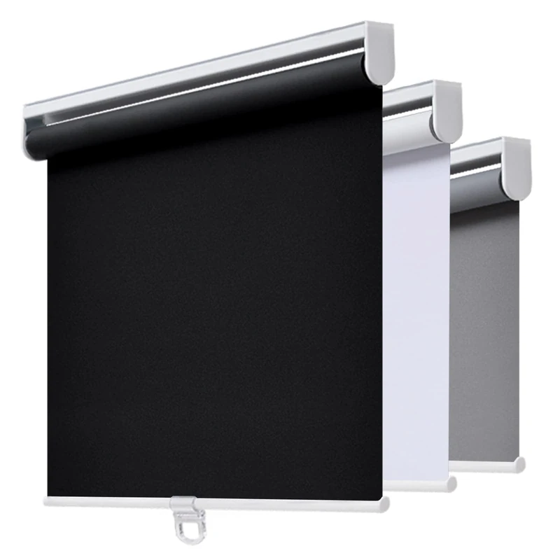 AOSKY Cordless Roller Shades Blackout Blinds for Windows Room Darkening Rolled Up Shades with Spring System, UV Protection Window Shades Door Blinds for Home and Office (32" W x 72" H, Black)