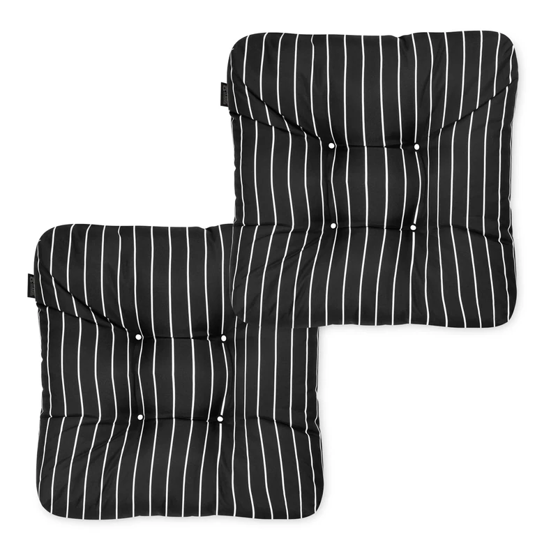 Classic Accessories 62-257-010402-2PK Classic Patio Seat Cushion, 2 Pack, Black Ink, Stripe, 19" W