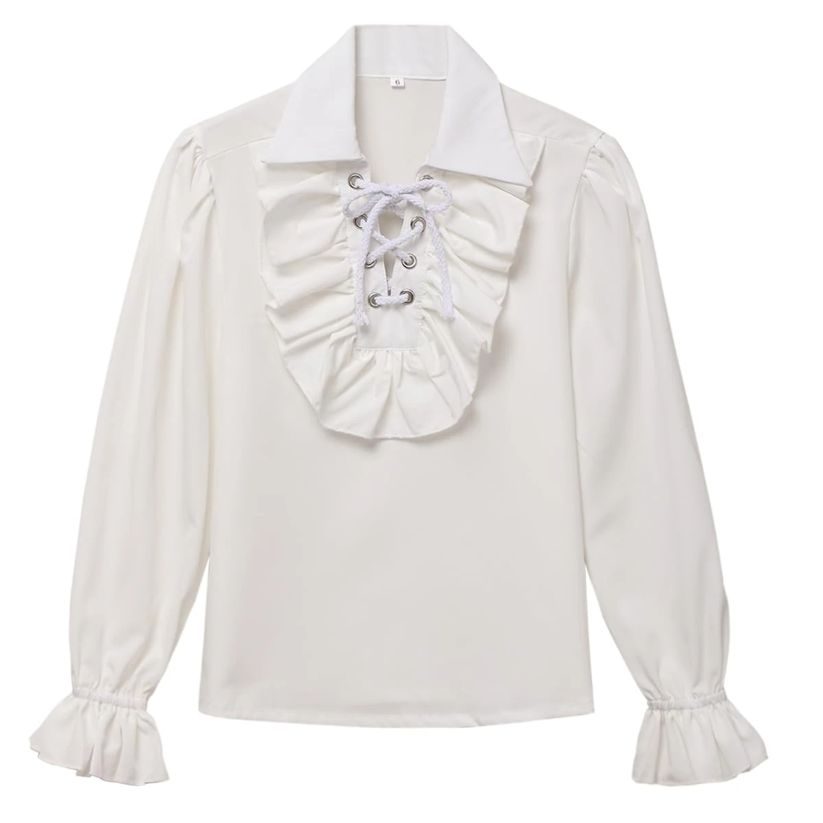 GRACEART Boy's Medieval Pirate Shirt Renaissance Costume Colonial Cosplay Ruffle Shirt Lapel Collar Lace Up Tops Kids Blouse Beige