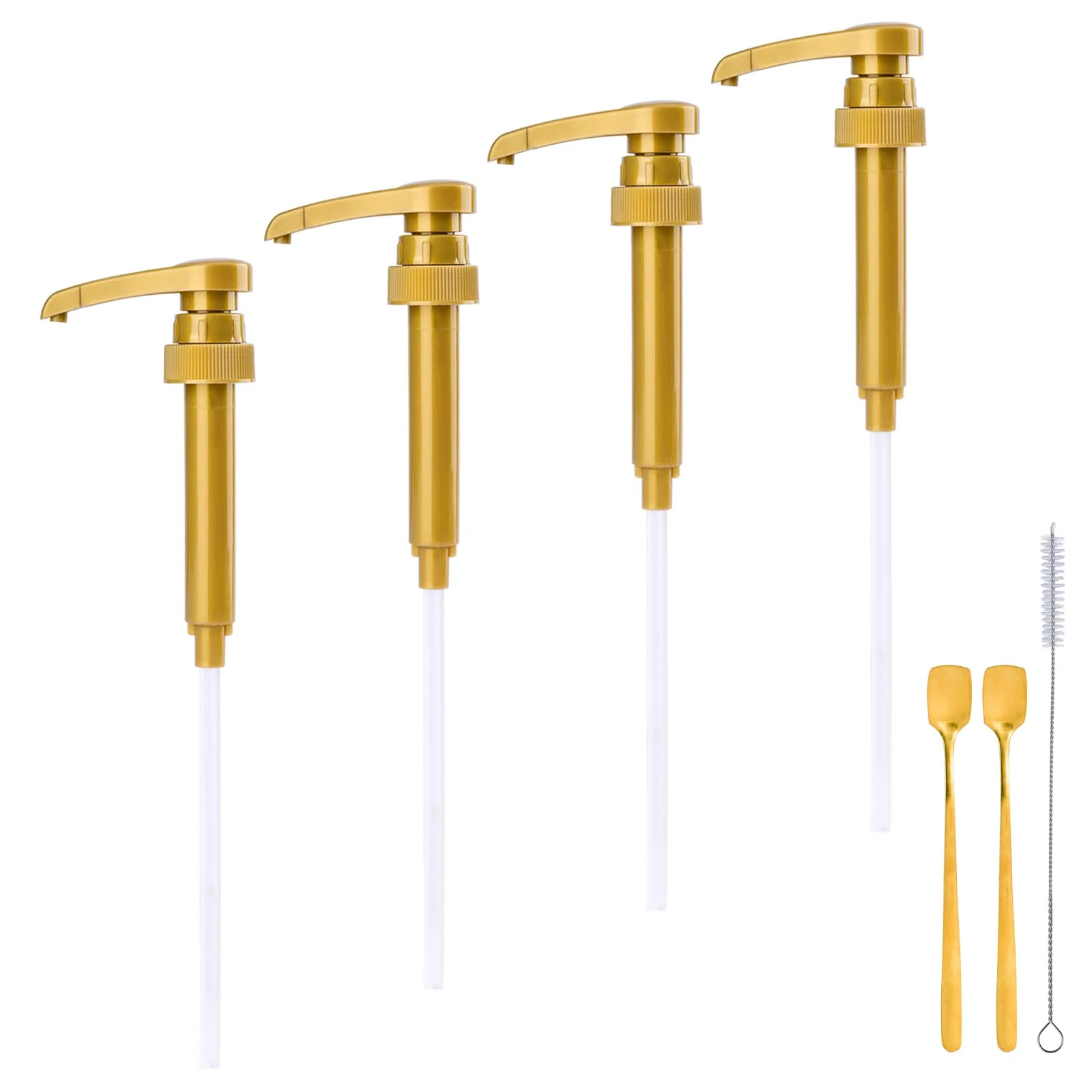 4-Pack Syrup Pump for 25.4 Oz/750ml Flavorings Bottles, Compatible with Torani, Matteo's, DaVinci, Jordans Skinny Syrups, Coffee Bar Accessories