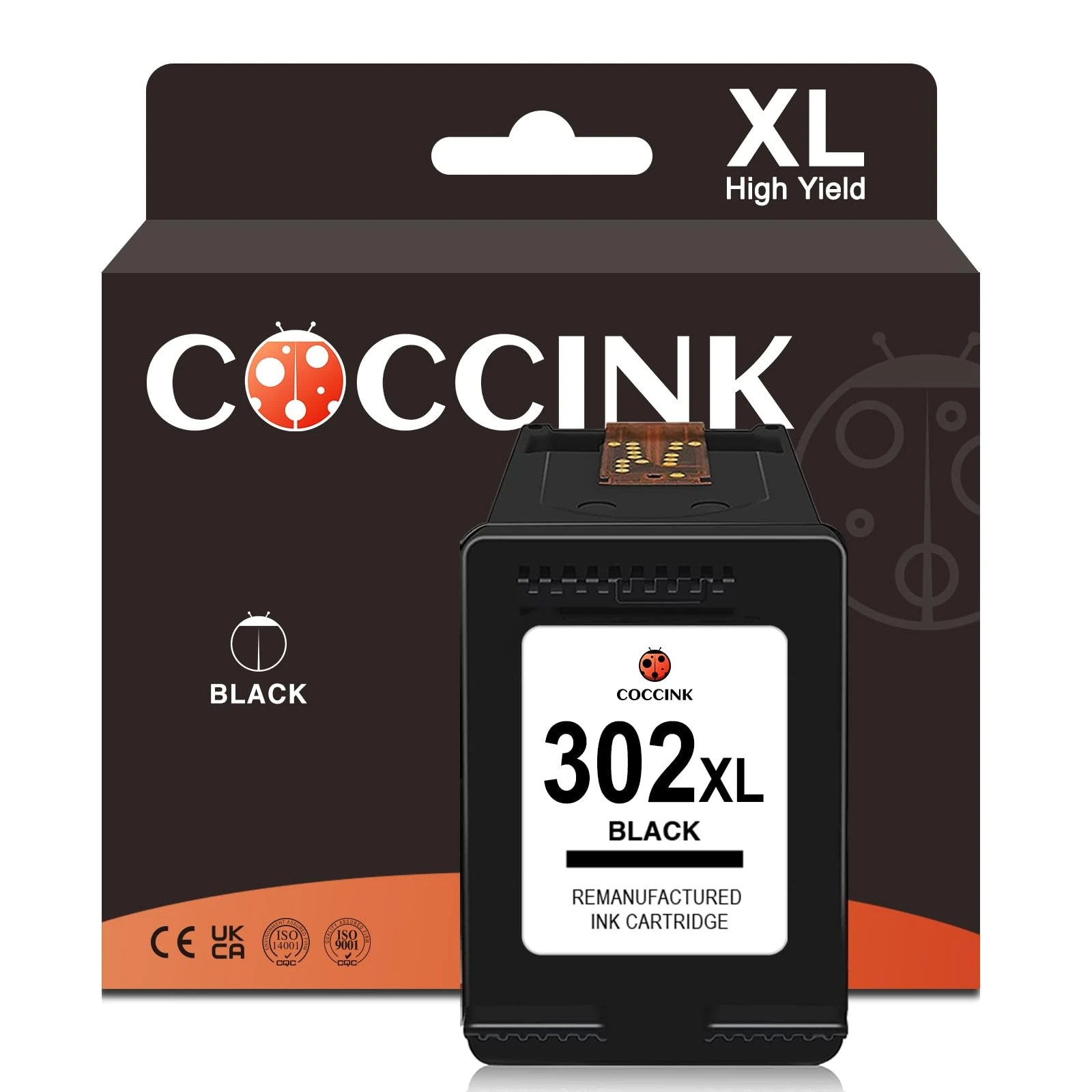 COCCINK 302XL Ink Cartridges Replacememt for HP Envy 4527, 302 XL for DeskJet 3630 2132 3634 3636 3637 Envy 4520 4522 4523 4524 Officejet 4650 3831 3833 3835 4638 5230 for HP 302 XL Black