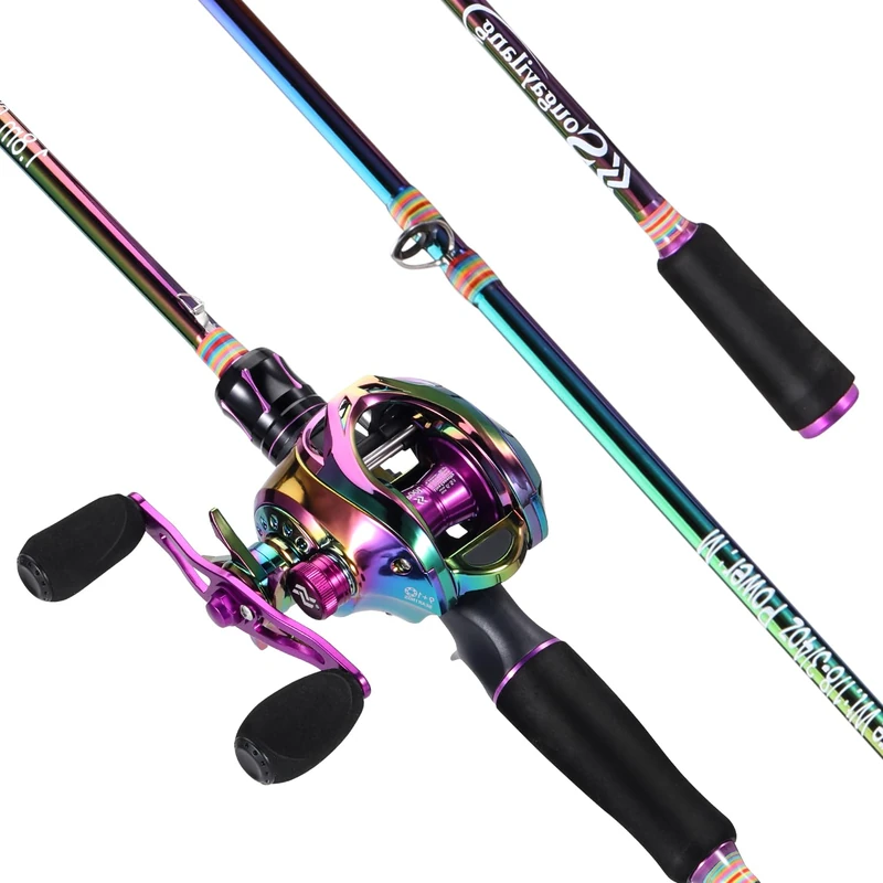 Sougayilang Fishing Rod and Reel Combo, Medium Fishing Pole with Baitcasting Reel Combo, 2-Piece Fishing Combo-6' and Left Handed Reel