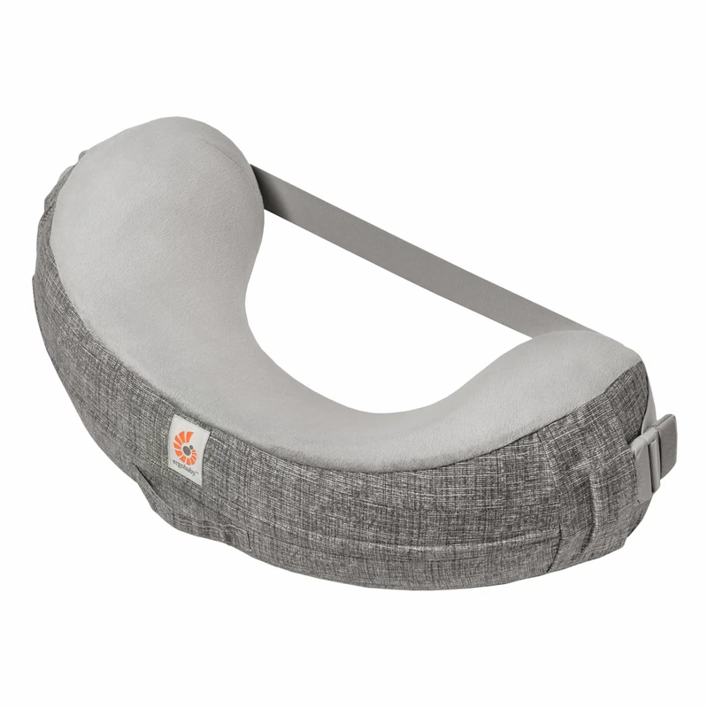 Ergobaby Natural Curve Ergonomic Nursing Pillow with Strap, Pillow for Breastfeeding with Back Strap and Buckle Closure for high Comfort and Stability, Grey