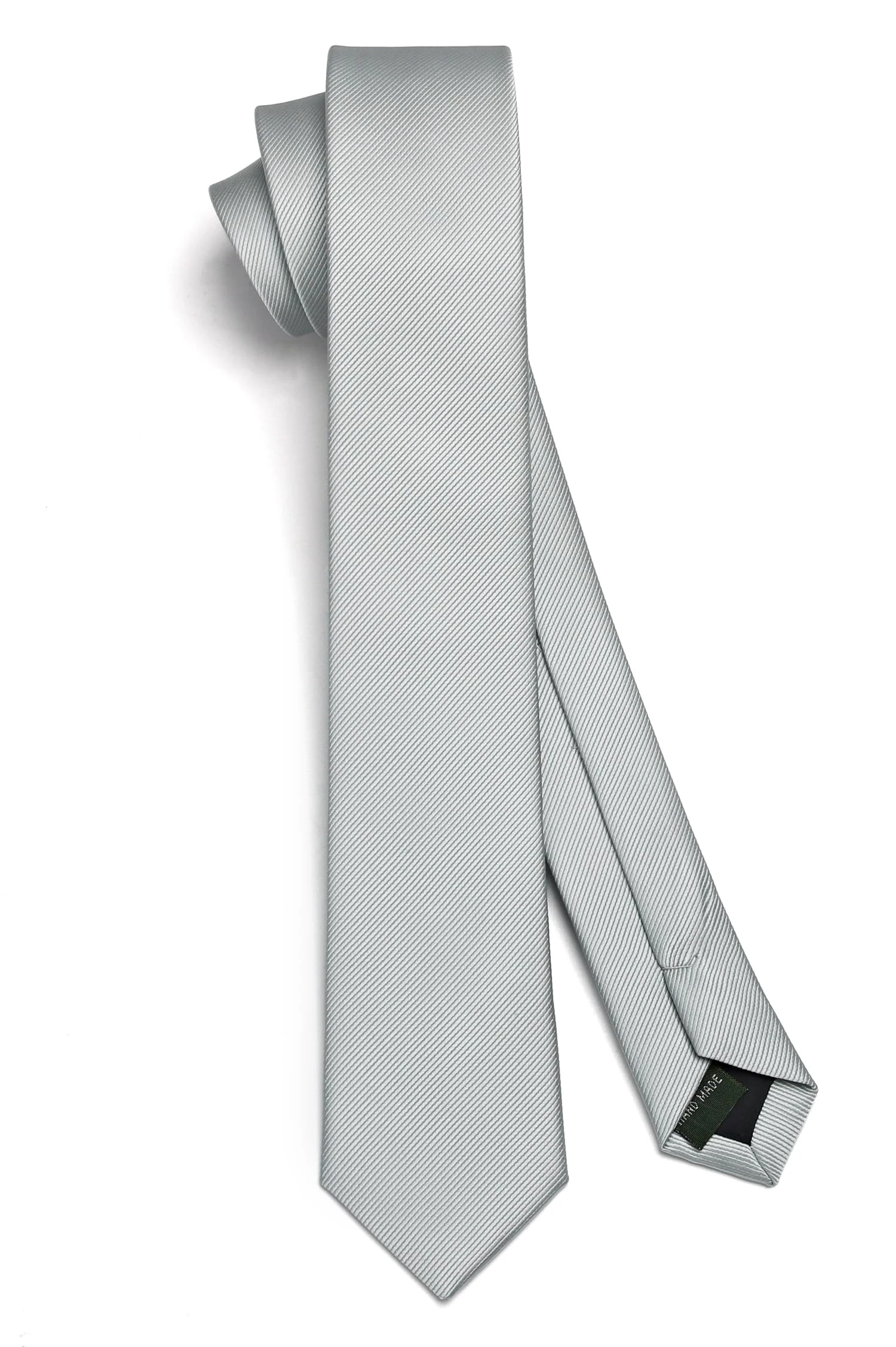 HISDERN Light Grey Tie Silk Skinny Tie Slim ties For Men Solid NeckTie Classic Formal Tie For Business Wedding(6cm)