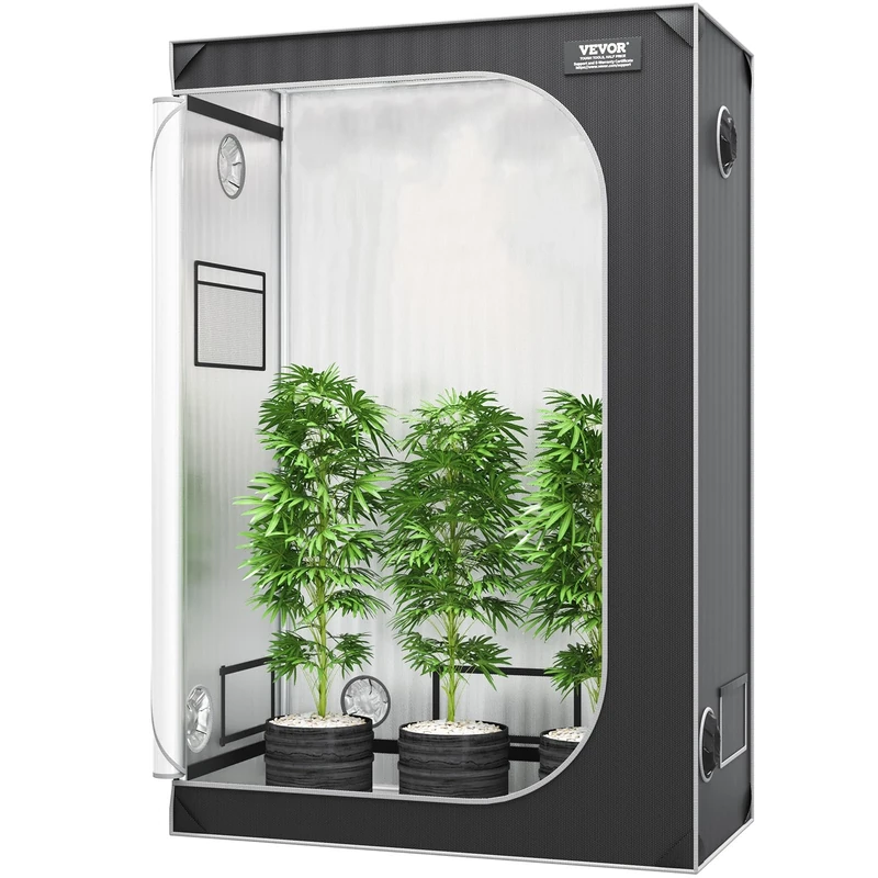 VEVOR 2x4 Grow Tent, 48'' x 24'' x 72'', High Reflective 2000D Mylar Hydroponic Growing Tent with Observation Window, Tool Bag and Floor Tray for Indoor Plants Growing