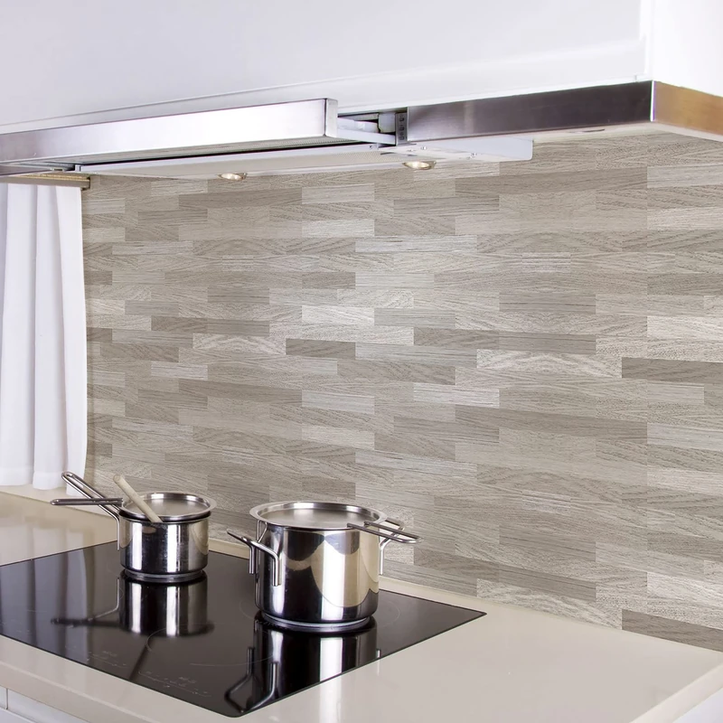 CREARREDA 67631 Adhesive Splash Guard 260 x 60 cm, Vinyl, Birch Structure